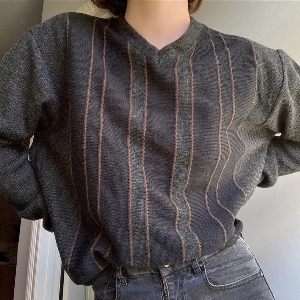 Men's Dark Academia Mak Uno Vintage Italian Striped Sweater